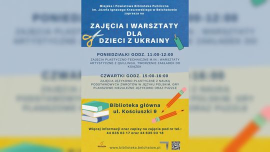 Biblioteka w Bełchatowie organizuje zajęcia artystyczno-językowe dla dzieci z Ukrainy. Będzie też kiermasz książek