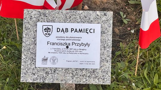 Dąb Pamięci w Bełchatowie. Uhonorowano st. post. Franciszka Przybyłę