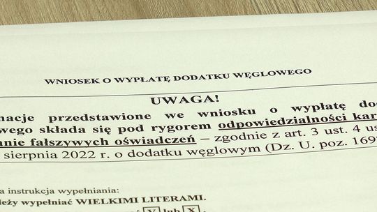Przypominamy: Można składać wnioski o dodatek węglowy