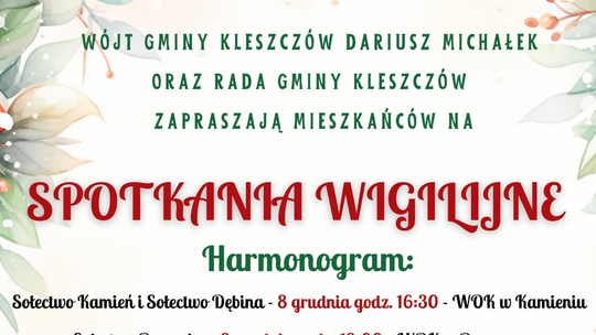 Spotkania Wigilijne w Gminie Kleszczów Spotkania Wigilijne w Gminie Kleszczów