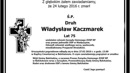 Zmarł Władysław Kaczmarek prezes OSP w Niedyszynie
