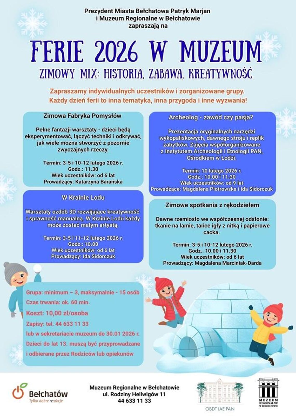 Ferie w muzeum? Czemu nie! Zimowy MIX atrakcji dla dzieci w Bełchatowie Ferie w muzeum? Czemu nie! Zimowy MIX atrakcji dla dzieci w Bełchatowie