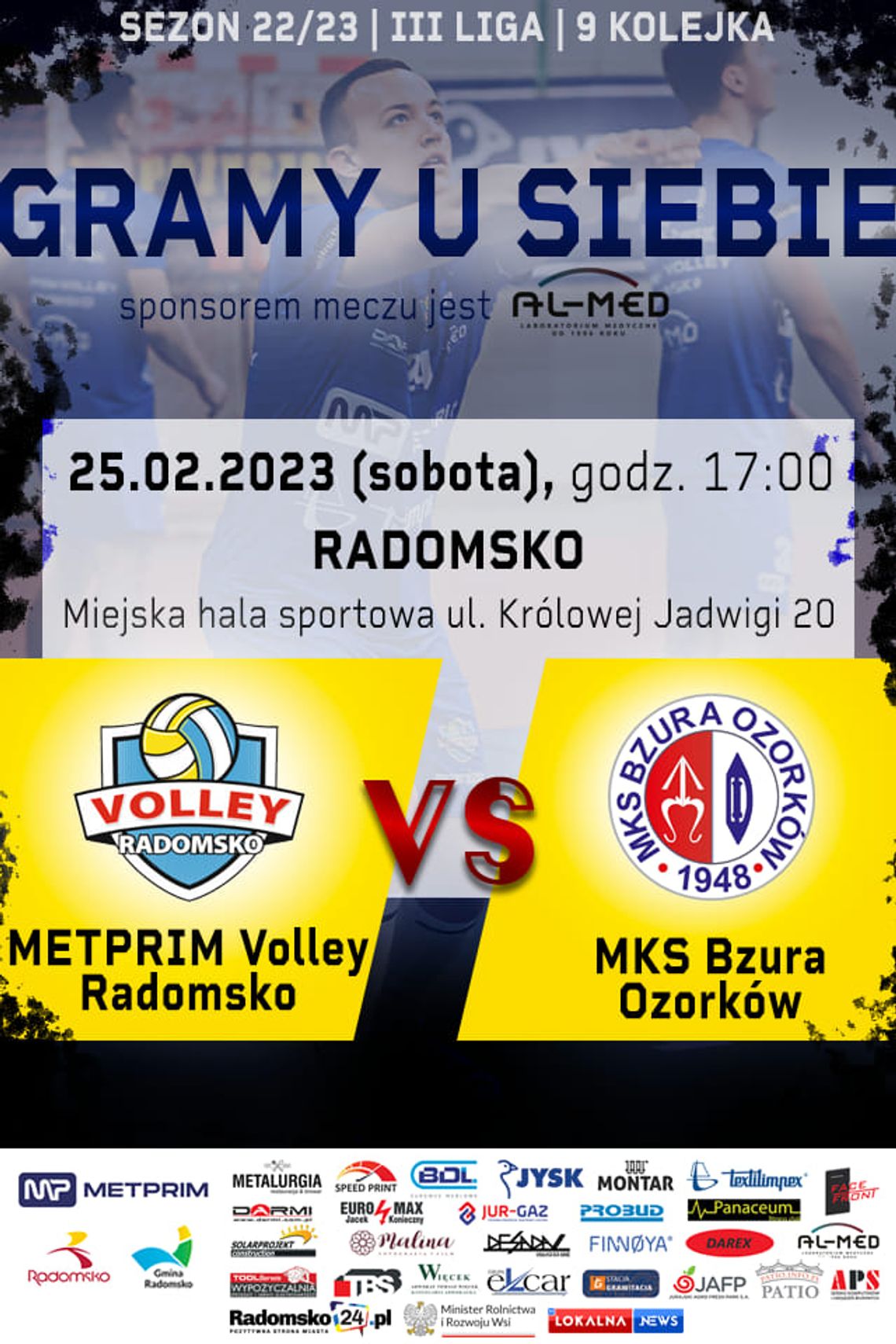 Sobota 25 lutego. Zapamiętać! Zanotować! Mecz METPRIM Volley Radomsko vs MKS Bzura Ozorków